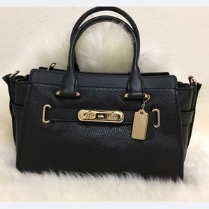 New Coach Black Leather Bag swagger 27